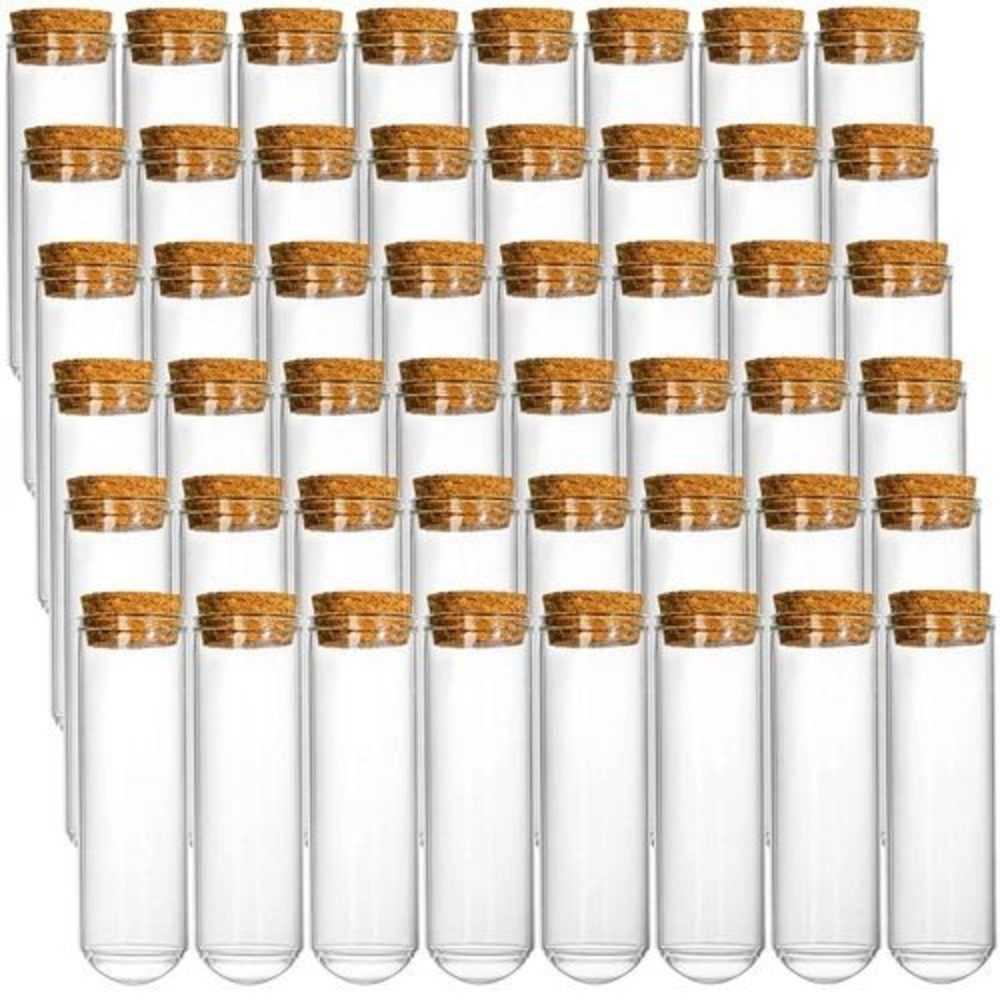 Layhit 30 Set Hot Cocoa Glass Test Tubes with Cork Stoppers Clear Vials SHU1539